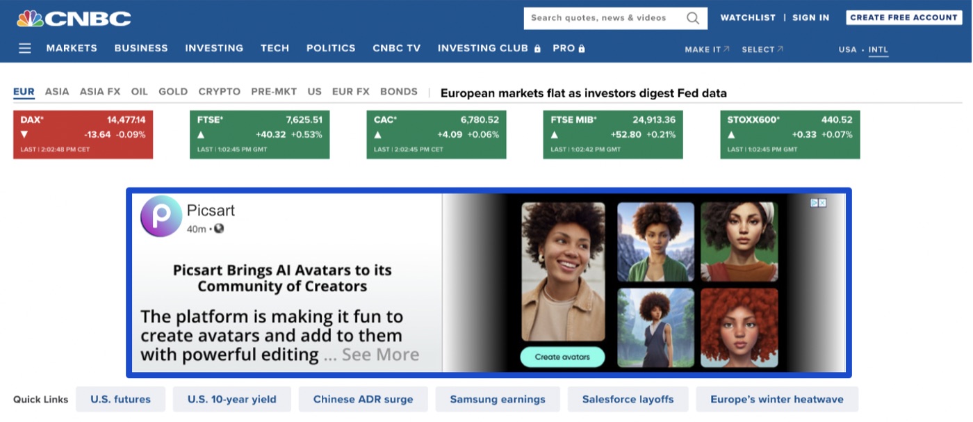 NewsDriver placement on CNBC