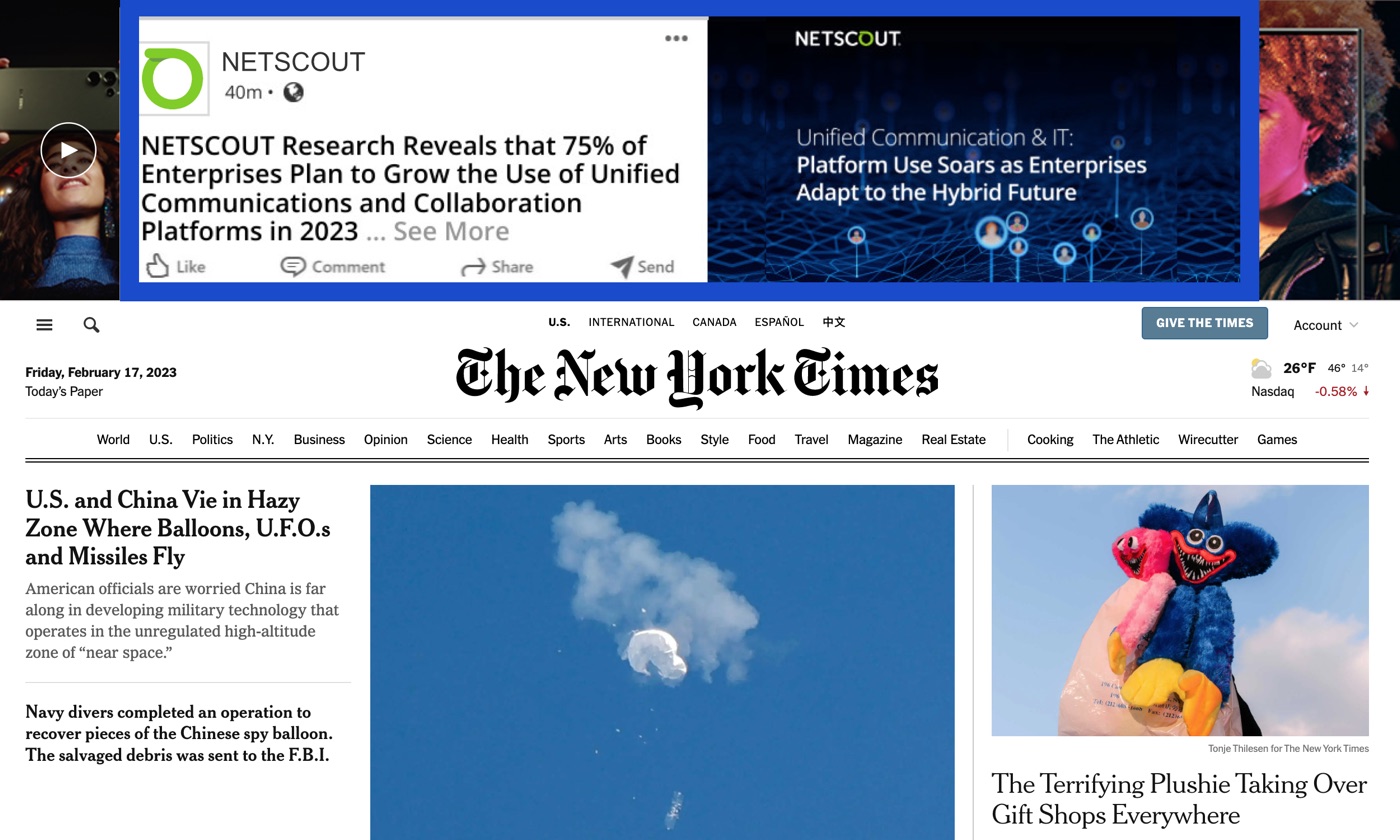 NewsDriver placement on The New York Times